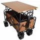 Luaro Foldable Beach Transport Cart 2-in-1 with Table and Canopy, Brown