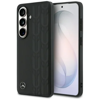 Mercedes-Benz Leather Laurel Leaves MagSafe Case for Samsung Galaxy S26 - Black