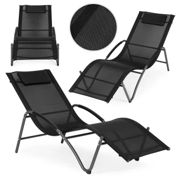 Multigarden LG033 Garden Lounger with Headrest, Black