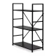 Modernhome CWJ602480LG BLACK Wooden Shelf with Metal Frame, 3 Shelves, Black