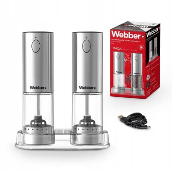 Rechargeable Electric Salt and Pepper Grinder Set, USB-C with Adjustable Grind and LED Light