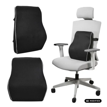 Promedix PR-214 Memory Foam Lumbar Support Pillow, 50D, 44x37x12 cm, Black