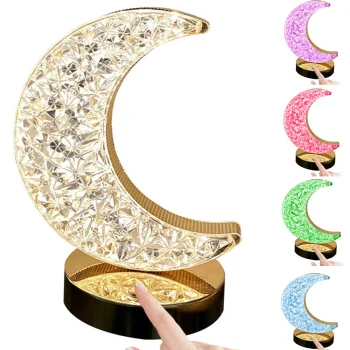 LED RGB Moon Table Night Light with Crystal Imitation, USB
