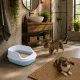 Open Cat Litter Box with Frame and Scoop, Blue (48 x 38 x 19 cm)