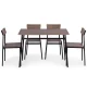 ModernHome MALMO 5 Piece Dining Set Industrial Kitchen Table and 4 Chairs