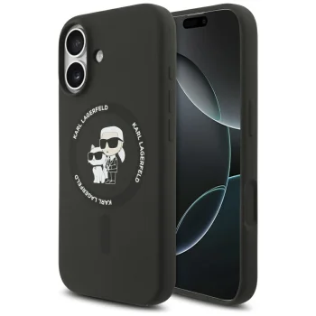 Karl Lagerfeld Case for iPhone 17 Silicone Karl&Choupette Ring MagSafe, Black