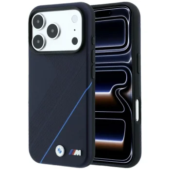 BMW M Tire Track Blue Line MagSafe Case for iPhone 17 / 18 Pro Max, Navy Blue