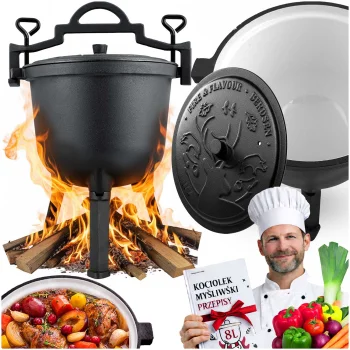Berdsen Enameled Cast Iron Campfire Cauldron, 11L