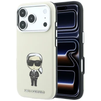 Karl Lagerfeld Smooth Ikonik Sketch MagSafe Case for iPhone 18 Pro / 17 Pro - Beige
