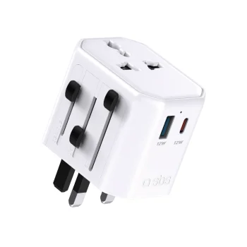 SBS TEADAPTUSBTCUNI Universal Travel Adapter USB-C / USB-A, White