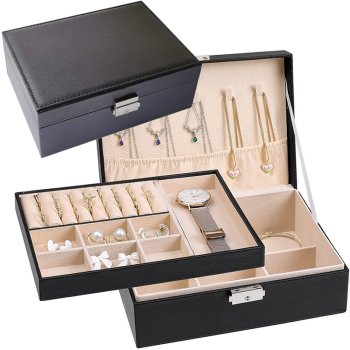 Casket Organiser Jewellery Box, Black