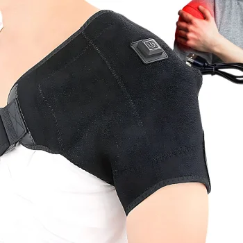 Heated Shoulder Brace with 3 Heating Modes, USB-C, Black