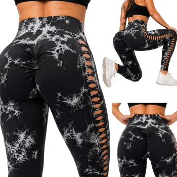 Women's Push Up Fitness Leggings High Waist S/M, Marble Pattern