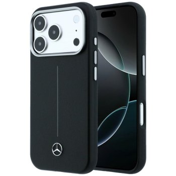 Mercedes Leather Semi Wrap Iconic Line MagSafe Case for iPhone 17 Pro Max Black
