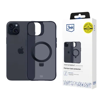 3Mk Protection Smoke Case Mag&Stand for Apple iPhone 15 Plus, Black