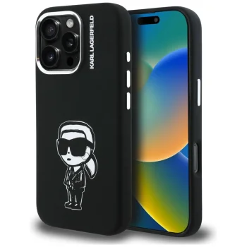 Karl Lagerfeld Silicone Karl Sketch MagSafe Case for iPhone 16 Pro Max, Black