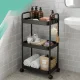 3-Tier Rolling Storage Cart on Wheels Mobile Utility Trolley, Black