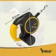 Purlov Retractable Dog Leash with Flashlight, 5m, 10-25 kg, Black/Yellow
