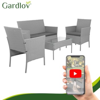 Polyrattan Garden Furniture Set Gardlov 26910, grey