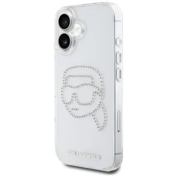 Karl Lagerfeld IML Rhinestones Karl Head Case for iPhone 16 Clear
