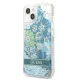 Guess Flower Liquid Glitter Case for iPhone 13 mini, Green