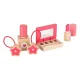 Wooden Makeup Cosmetic Toy Set in Bag for Kids, 11 Pieces, Pink
