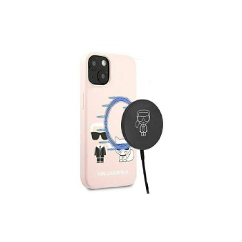 Apple iPhone 13 Pro Max 6.7'' Karl Lagerfeld Silicone Ikonik Karl & Choupette Magsafe Case Cover (KLHMP13XSSKCI), Pink