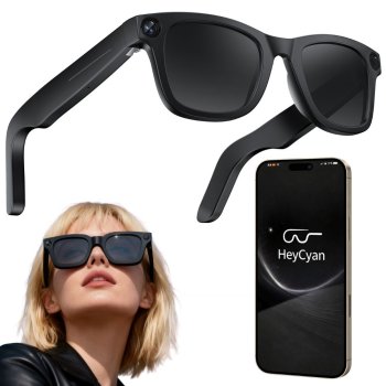 Smart AI Glasses with Full HD Camera and Voice Translator, Black