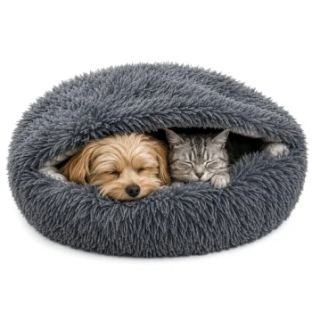 Plush 2-in-1 Pet Bed and Sleeping Bag Purlov 70x60 cm, Gray