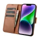 iCarer 2-in-1 Leather Wallet Case for iPhone 14 Plus with RFID Blocking, Brown