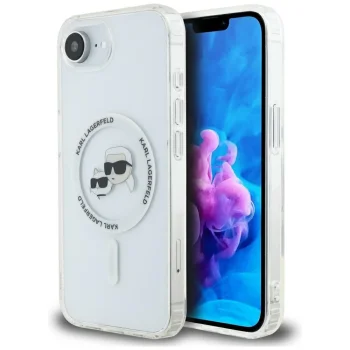 Karl Lagerfeld IML Metal Karl & Choupette Heads MagSafe Case for iPhone 16e - White