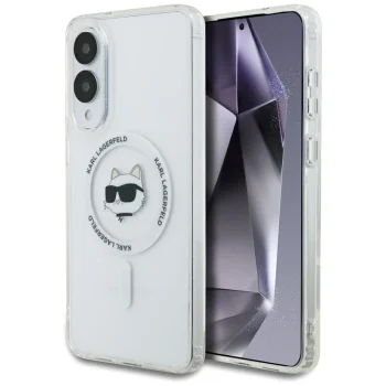 Karl Lagerfeld Samsung Galaxy S25 Edge Case Metal Choupette Head MagSafe, White