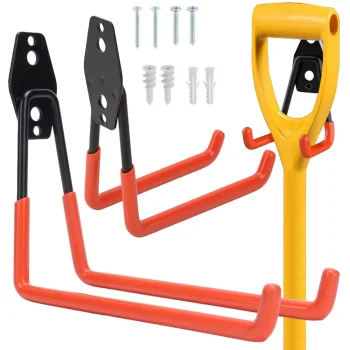 Double Wall Hook Holder for Tools and Bicycle, Black/Red
