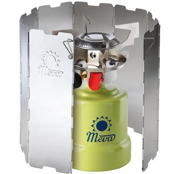 Meva Wind Shield for Camping Stove Burner, Silver