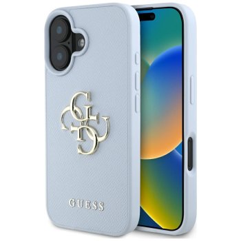 Guess Grained Big 4G Logo Case for iPhone 16 - Blue