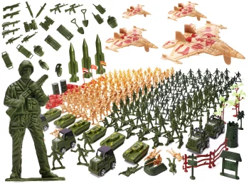 Set of Toy Soldiers Military Equipment Weapons in a Suitcase, 307 pcs.