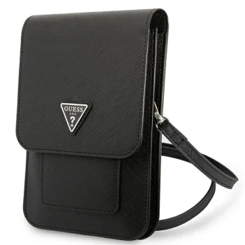 Guess Saffiano Triangle Smartphone Bag & Wallet, Black