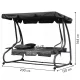 MultiGarden 3-Seater 2-in-1 Garden Swing with Cushions, Grey
