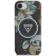 Guess IML Metal Glitter Flowers Triangle MagSafe Case for iPhone 16e, Black