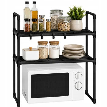 Kitchen Rack Over Microwave, 2 Tiers, Black