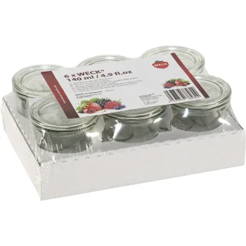 Weck Mini-Sturzglas Glass Jars 121664, 140 ml, 6 Pack