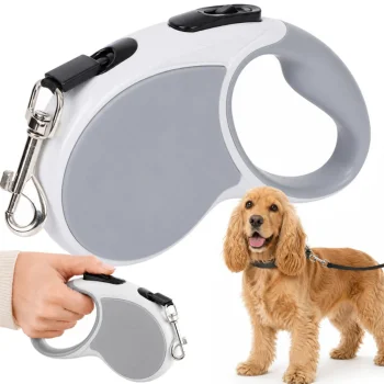 Retractable Dog Leash, 5m, Up to 15kg, Black