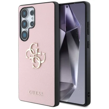 Guess Grained Big 4G Logo Case for Samsung Galaxy S25 Ultra, Pink
