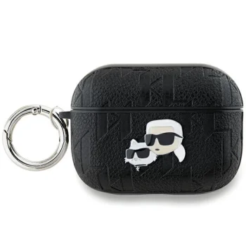 Karl Lagerfeld AirPods Pro 2 Case Monogram Karl & Choupette Head, Black