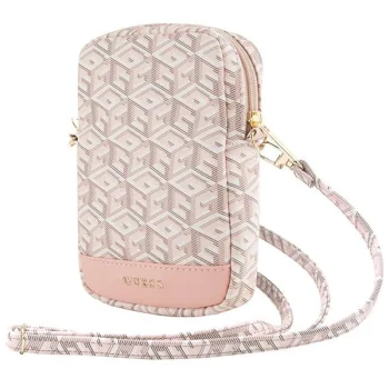 Guess Zip GCube Bottom Stripe Phone Bag Pink