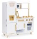 Large wooden play kitchen for children with fridge and phone, ECOTOYS, white-gold