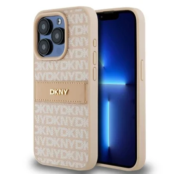DKNY iPhone 15 Pro Case Mono Stripe & Metal Logo, Pink