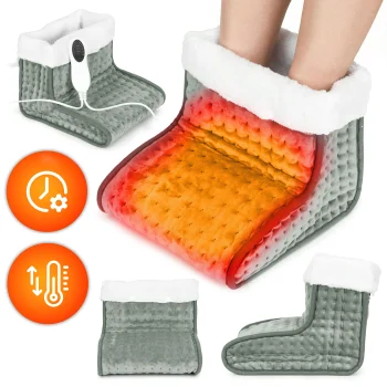 ModernHome Electric Foot Warmer with Remote, 10 Heat Settings, light gray