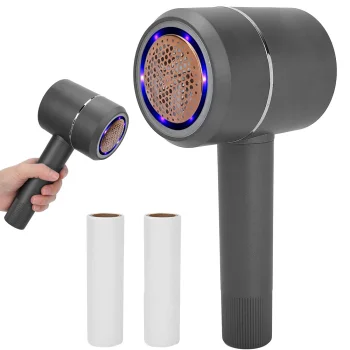 Rechargeable Fabric Shaver Lint Remover with UV LED Light, Black
