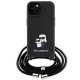 Чехол Karl Lagerfeld для iPhone 15 Crossbody Saffiano Metal Pin, черный